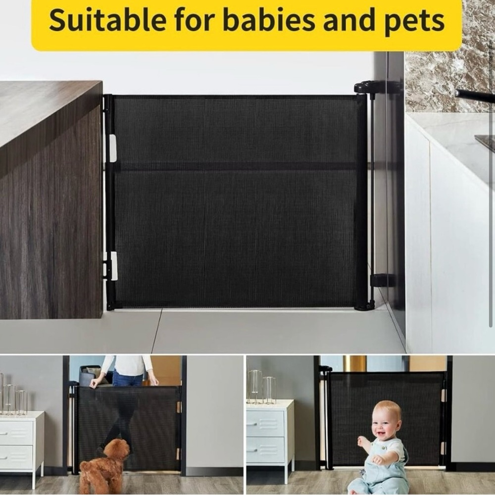 Retractable Black Pet Gate